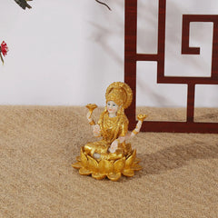 Mini Hindu Goddess Lakshmi Indian Gold Figurine Meditation Resin Gift