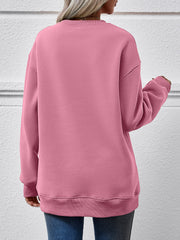 Letter Graphic Round Neck Long Sleeve Sweatshirt