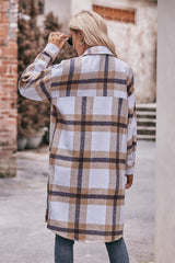 Plaid Dropped Shoulder Longline Jacket