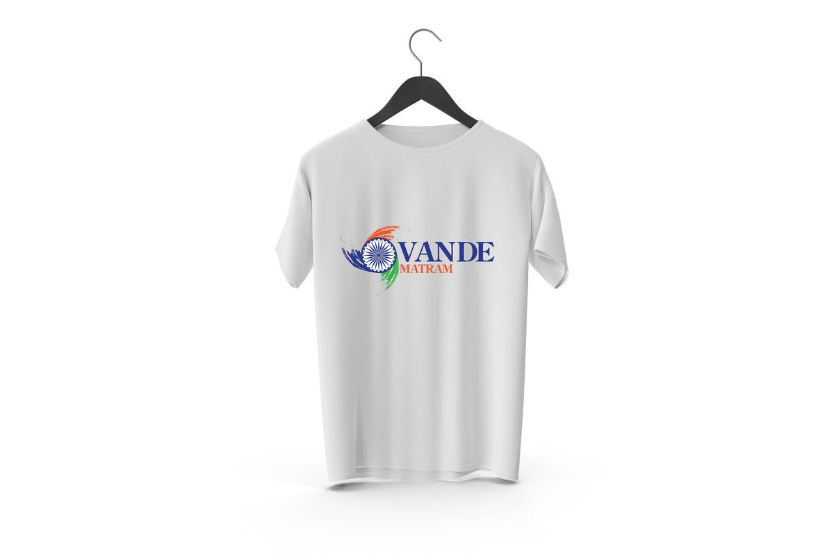 Vande Mataram Printed Patch Designed T-shirt | Independence Day Special Printed T-shirt | Religious Printed Design T-shirt