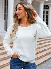 Decor Button Drop Shoulder Knit Top