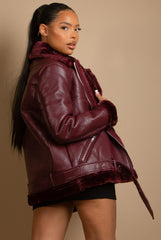 Faux Fur Collar Aviator Jacket (11729)