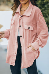 Button Up Collared Neck Long Sleeve Jacket