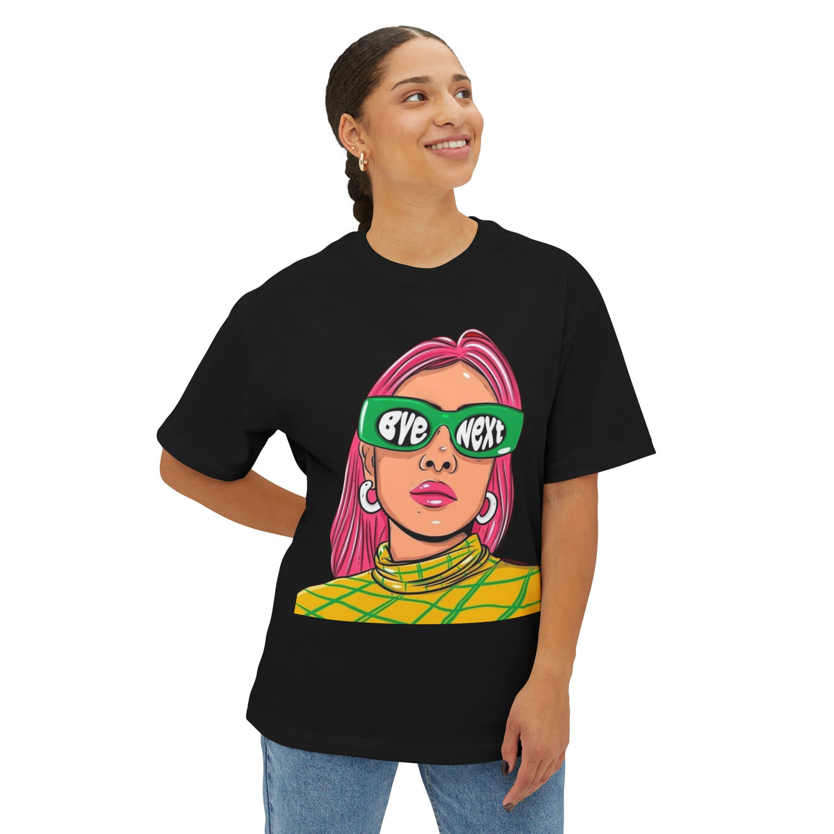 Oversized Women's Boxy Printed With BYE NEXT T-Shirt