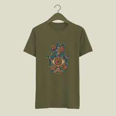 Spiritual India Patch Design Printed T-Shirt | Cotton, Casual & Summer Indian Culture T-Shirt