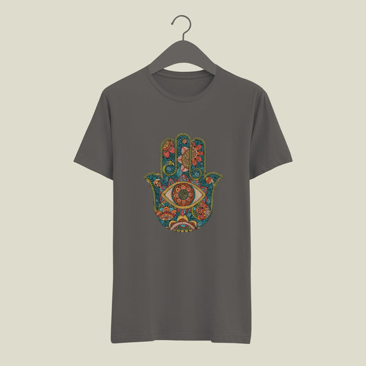 Hamsa Hand Patch Work T-shirt | Meditation, Peace, Spiritual Design Printed T-shirt