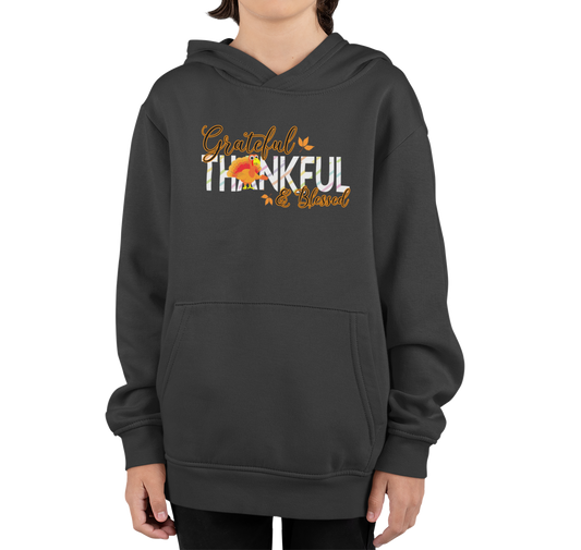 Grateful Kids' Hoodies || Happy Thanksgiving  Day Printed Design Hoodie For Kids