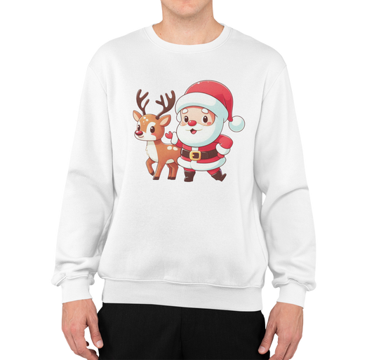 Santa's Sleigh Deer & Claus Men’s Sweaters || Classic Christmas Sweaters for Men