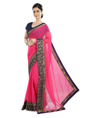 Generic Women's Chiffon Saree (Peach, 5-6 Mtrs)