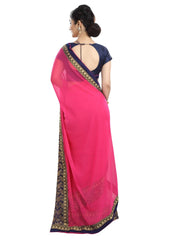 Generic Women's Chiffon Saree (Peach, 5-6 Mtrs)