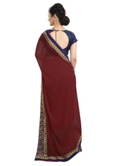 Generic Women's Chiffon Saree (Maroon, 5-6 Mtrs)