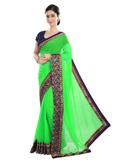 Generic Women's Chiffon Saree (Green, 5-6 Mtrs)