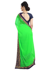 Generic Women's Chiffon Saree (Green, 5-6 Mtrs)