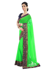 Generic Women's Chiffon Saree (Green, 5-6 Mtrs)