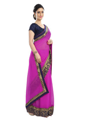 Generic Women's Chiffon Saree (Pink, 5-6 Mtrs)