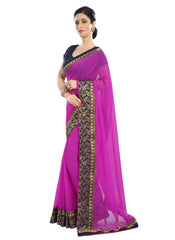 Generic Women's Chiffon Saree (Pink, 5-6 Mtrs)