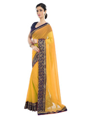 Generic Women's Chiffon Saree (Yellow, 5-6 Mtrs)