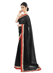 Generic Women's Chiffon Saree (Black, 5-6 Mtrs)