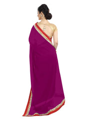 Generic Women's Chiffon Saree (Dark Pink, 5-6