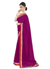 Generic Women's Chiffon Saree (Dark Pink, 5-6