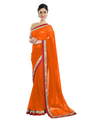 Generic Women's Chiffon Saree (Orange, 5-6 Mtrs)