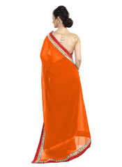 Generic Women's Chiffon Saree (Orange, 5-6 Mtrs)