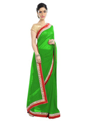 Generic Women's Chiffon Saree (Green, 5-6 Mtrs)