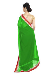 Generic Women's Chiffon Saree (Green, 5-6 Mtrs)