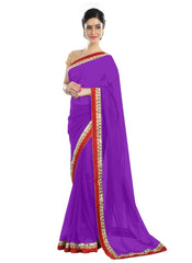 Generic Women's Chiffon Saree (Purple, 5-6 Mtrs)