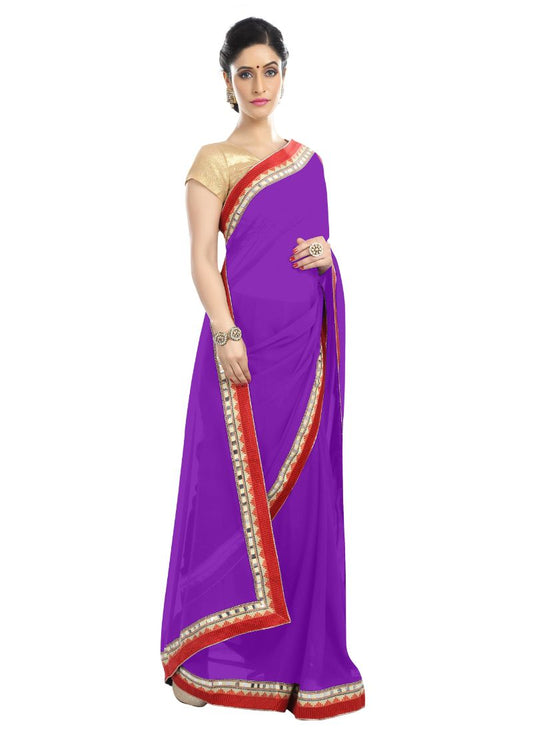 Generic Women's Chiffon Saree (Purple, 5-6 Mtrs)
