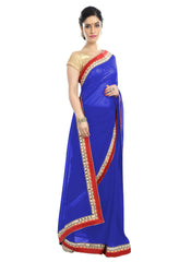 Generic Women's Chiffon Saree (Royal Blue, 5-6