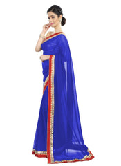 Generic Women's Chiffon Saree (Royal Blue, 5-6