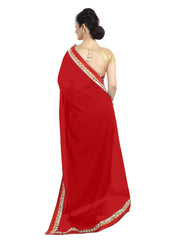 Generic Women's Chiffon Saree (Red, 5-6 Mtrs)