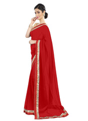 Generic Women's Chiffon Saree (Red, 5-6 Mtrs)