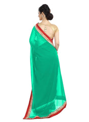 Generic Women's Chiffon Saree (Sea Green, 5-6