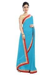 Generic Women's Chiffon Saree (Sky, 5-6 Mtrs)