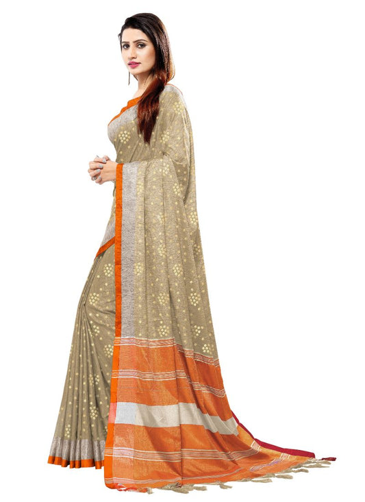 Generic Women's Blended Cotton Linen  Saree