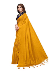 Generic Women's Zoya Silk Saree (Mustard, 5-6