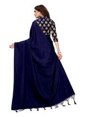 Generic Women's Zoya Silk Saree (Navy Blue, 5-6