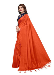 Generic Women's Zoya Silk Saree (Orange, 5-6 Mtrs)