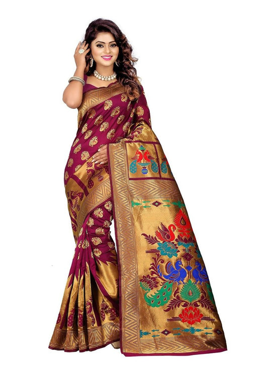 Purpal Color Jacquard Saree with Blouse