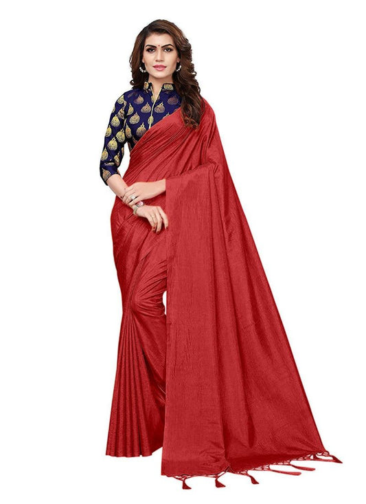 Generic Women's Zoya Silk Saree (Red, 5-6 Mtrs)