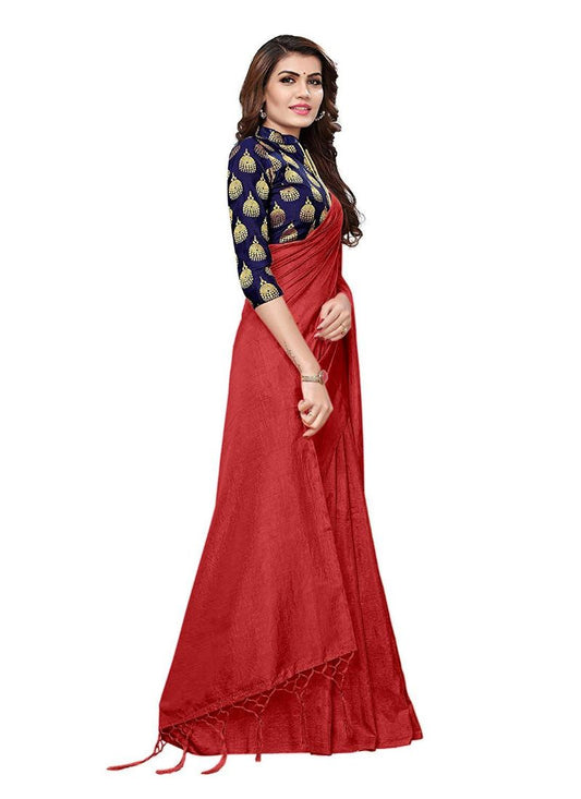 Generic Women's Zoya Silk Saree (Red, 5-6 Mtrs)