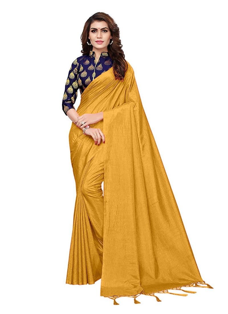 Generic Women's Zoya Silk Saree (Yellow, 5-6 Mtrs)