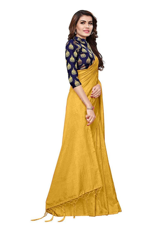 Generic Women's Zoya Silk Saree (Yellow, 5-6 Mtrs)