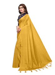 Generic Women's Zoya Silk Saree (Yellow, 5-6 Mtrs)