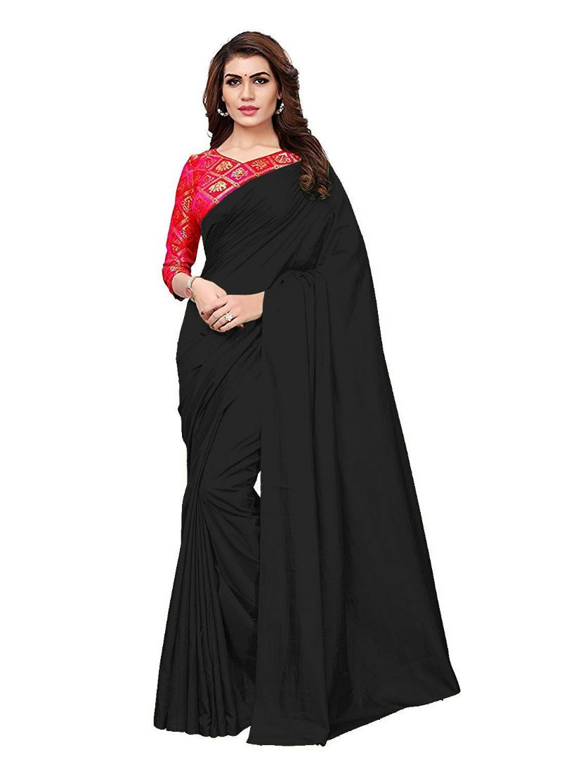 Generic Women's Zoya Silk Saree (Black, 5-6 Mtrs)