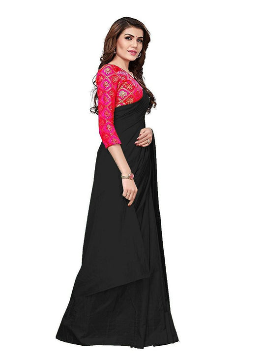 Generic Women's Zoya Silk Saree (Black, 5-6 Mtrs)