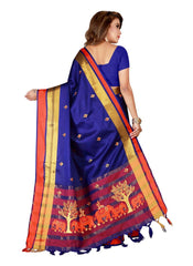 Generic Women's Cotton Blend Saree with Blouse