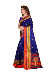 Generic Women's Cotton Blend Saree with Blouse